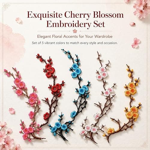 Cherry Blossom Iron Patch,5PCS Cherry Blossom Patches Iron On (5pcs Pink) thumbnail 3