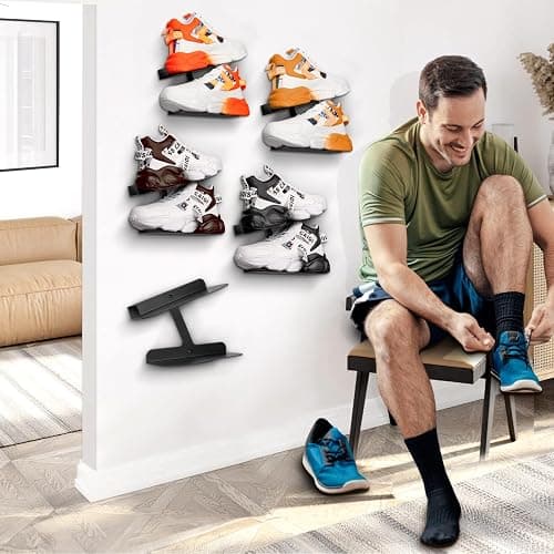 HANDSONIC Wall-Mount Floating Shoe Shelves, Sturdy Levitating Sneaker Rack for Showcasing Shoe Collections thumbnail 4