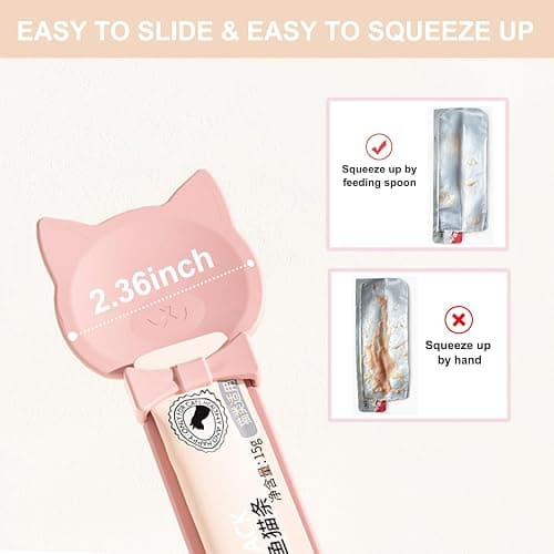 PETPAWLOVELY-1PCS Cat Treat Spoon Squeeze,Cat Strip Feeder spoon,Multi-Function Dispenser spoon,Easy Feeding Spoon for Licky Treats,Pet Food Spoon for Wet Food(Pink) thumbnail 5