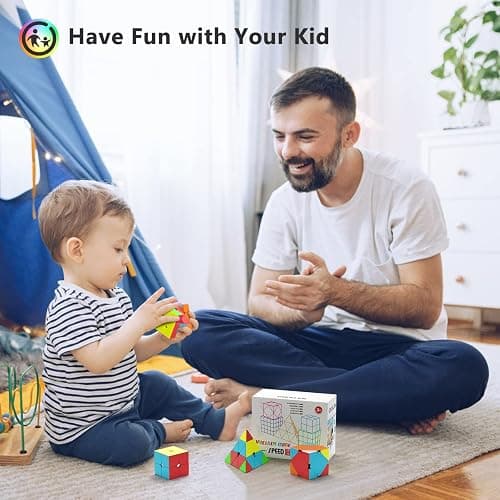 Vdealen Speed Cube Set, Magic Cube Pack of 2x2 3x3 4x4 Pyramid Skewb Stickerless Puzzle Cube Bundle, Christmas Birthday Party Toy Gifts for Kids Teens Adults (5 Pack) thumbnail 2