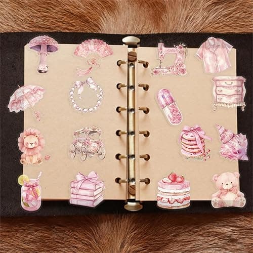 50pcs Transparent Pink Aesthetic Stickers,Vintage Coquette Sticker Girl's Love Waterproof PET Sticker for Scrapbook Journaling Photo Album Collage Card Girl's Romantic Stickers for Girl and Woman thumbnail 6