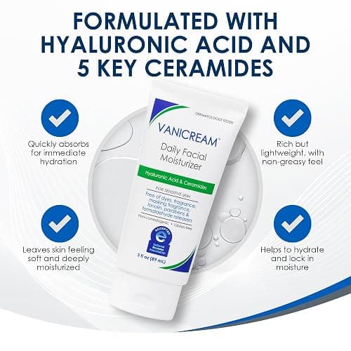 Vanicream Daily Facial Moisturizer With Ceramides and Hyaluronic Acid - Formulated Without Common Irritants for Those with Sensitive Skin, 3 fl oz (Pack of 1) thumbnail 5