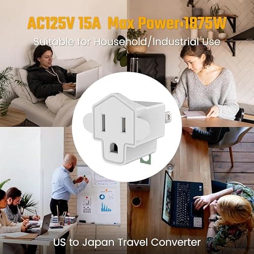 4 Pack ETL Listed Grounding Outlet Adapter, JACKYLED 3-2 Prong Adapter Converter, Portable Fireproof 392℉ Resistant Heavy Duty Wall Outlet Plug for Household Appliances Industrial - 4 Pack - A-Ivory White thumbnail 7