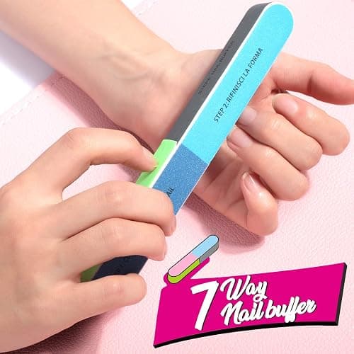 FANDAMEI Nail File and Buffer, Professional Manicure Tools Kit. 8PCS Rectangular Nail Buffer Block, 8PCS Nail File, 2PCS 7 Way Nail File & 2PCS Nail Polishing Buffer. Nail Care File Buffer Tool thumbnail 4