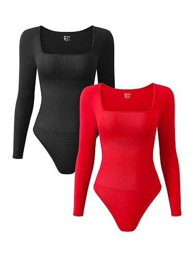 Women's 2pcs bodysuits red & black - Image 1
