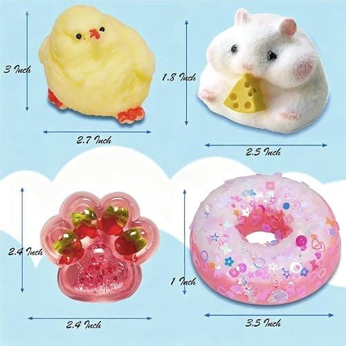 4Pcs Taba Squishy Squeeze Toys, Cute Soft Chicks Paw Donuts Squishy Toys, Stress Relief Squishies for Party Favors, Perfect for Stress and Anxiety Relaxing Toy Fidget Toys thumbnail 3