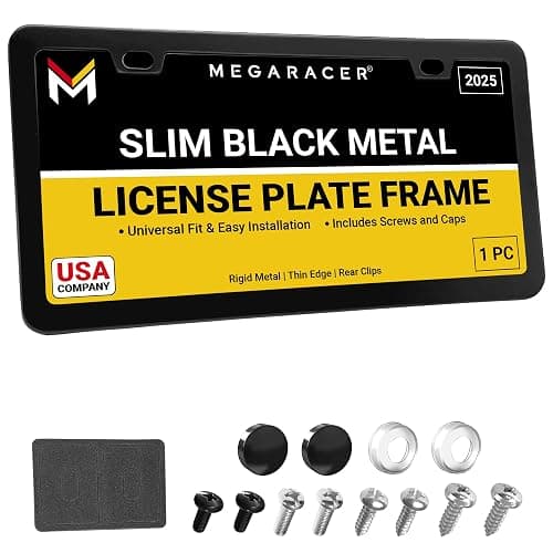 Premium Slim Matte Black License Plate Frame – 1 Piece, Rust-Free Stainless Steel & Rattle-Free, Street Legal, Universal with Screw Caps, Thin Edged Metal Front or Rear Car Tag Holder for Men & Women - Image 1