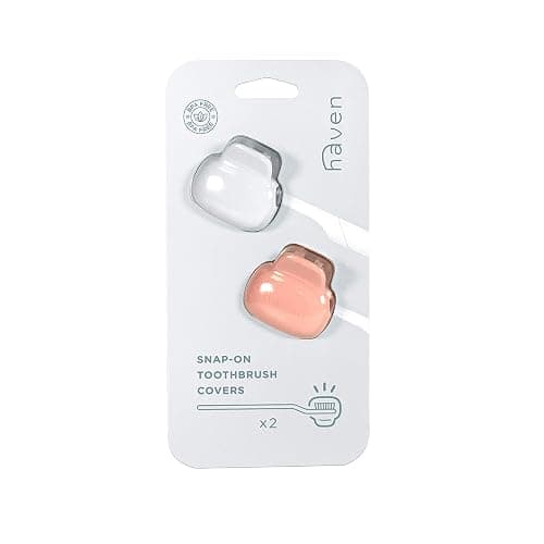 Haven Toothbrush Cover - Fits Electronic and Manual Toothbrushes - Toothbrush Case Holder for Travel - Set of Two Tooth Brush Cap Protectors (White and Coral) thumbnail 3