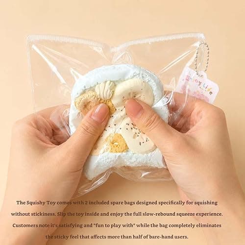 Squishy Cake Taba Squishy Toy, Slow Rising Squeeze Stress Relief Kawaii Blue Fidget Premium Silicone Handmade Realistic Dessert Design with Donuts and Chocolate Toppings Gift for Adults thumbnail 5