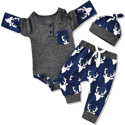 Aalizzwell Newborn Infant Baby Boys Fall Winter Outfit - Image 1