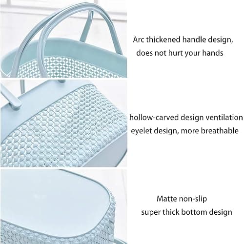 rejomiik Portable Shower Caddy Basket, Plastic Organizer Storage Tote with Handles Toiletry Bag Bin Box for Bathroom, College Dorm Room Essentials, Kitchen, Camp, Gym, Blue | Plastic, Organizer, Storage Tote, Toiletry Bag, Bin Box, for Bathroom, College Dorm Room Essentials, Kitchen, Camp, Gym thumbnail 4