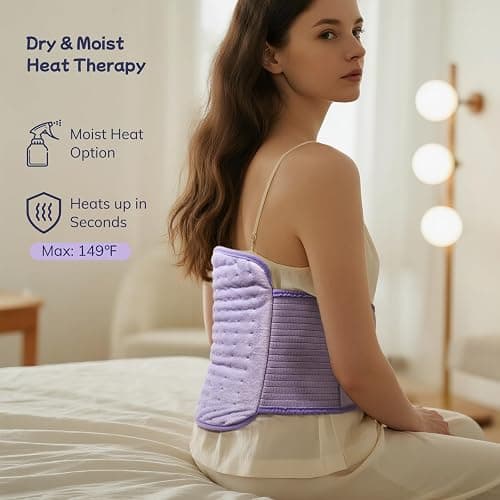 Heating Pad for Period Cramps, Upgraded Wrap Heating Pad for Back Pain Relief, Large 12''x 24''Heat Pad +26" Belt Adjustable 4 Timer 6 Heat Level Auto Shut Off, Christmas Birthday Gifts for Women Mom thumbnail 8