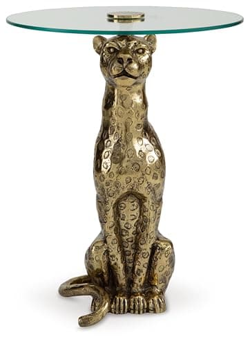 Signature Design by Ashley Vallain Industrial Glass Tabletop Accent Table with Leopard Base, Metallic & Glass thumbnail 6
