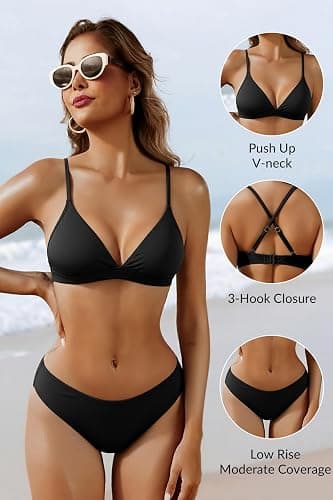 Yonique Womens Push Up Bikini Set - Two Piece Swimsuit V Neck Crisscross Back Bathing Suit 2025 Swimwear thumbnail 5