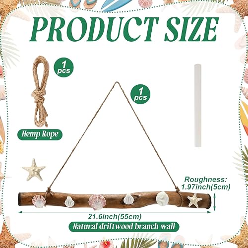 Kathfly 22 Inch Bikini Wall Hook Rack Wooden Beach Seashell Wall Mounted Hook Natural Driftwood Bikini Rack Branch Swimsuit Organizer for Farmhouse Home Bathrooms Hanging Decors thumbnail 3