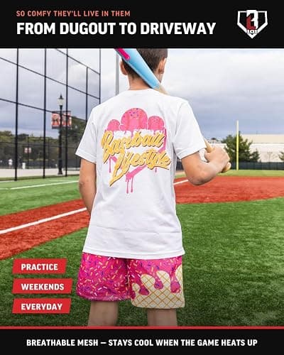 Baseball Lifestyle 101 Boy's Mesh Shorts w/Side Pockets Elastic Waist, 5 in Inseam thumbnail 4
