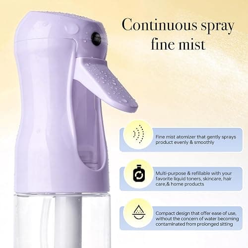 RMNJPW 3Pcs Continuous Spray Bottles For Hair,Ultra Fine Mister for Hair Styling, Plants, Cleaning, Salon, Misting & Skin Care (200ML Green+Pink+Purple) thumbnail 4