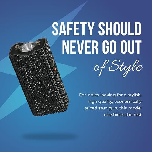 Streetwise Rhinestun Keychain Stun Gun – Compact Rechargeable Stun Gun Flashlight with Rhinestone Grip, Holster and Keyring for Women’s Self Protection thumbnail 5