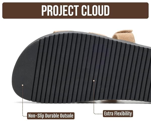 Project Cloud 100% Genuine Leather Sandals for Women Footwear - Stylish Womens Sandals with Plush & Soft Insole - Non-Slip and Water-Resistant Beach Sandals Slides for Women (Mayvy) thumbnail 4