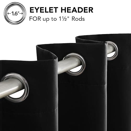 Deconovo Blackout Curtains Bedroom Super Soft Thermal Insulated Eyelet Blackout Curtains for Living Room 46 x 54 Inch Black 2 Panels thumbnail 6