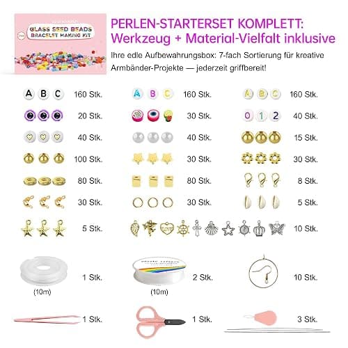 Dazhqp 45000 3mm 144 Farben Armbänder,Armbänder Selber Machen Mit Glasperlen, Perlen Set Zum Auffädeln,Perlenset für Weihnachten Partys Kinder Feiertage DIY Bracelet Making Kit Halsketten Handwerk thumbnail 3