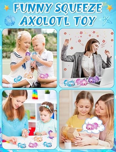4PCS Glitter Axolotl Stress Relief Ball Axolotl Sensory Fidget Toys Cute Axolotls Toys for Adults Kids Soothing Classroom Office Birthday Party Gift (4 Colors) thumbnail 7