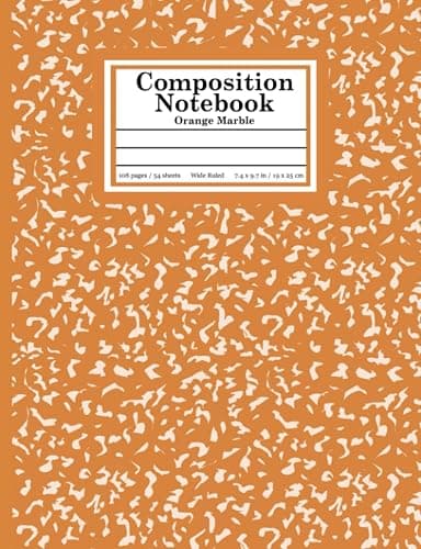 Orange Marble Composition Notebook Wide Ruled - Image 1