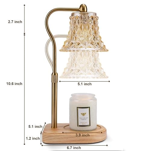 Amber Candle Warmer Lamp with Timer, 2/4/8H Adjustable Height, Dimmable for All Scented Jar Candle Sizes, 2 Bulbs thumbnail 2