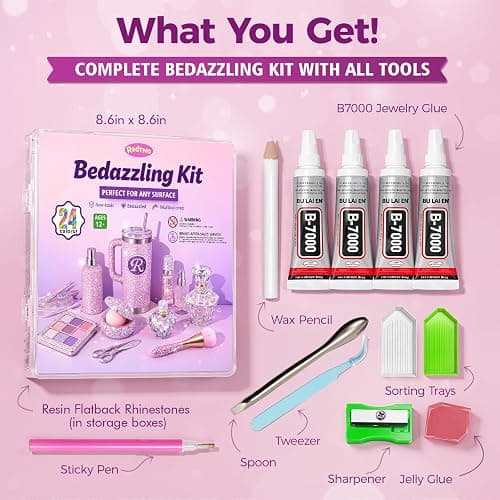 Redtwo 40000Pcs Resin Jelly Rhinestones for Bedazzling, 3mm Multicolor Flatback Rhinestones, Bedazzling Kit with 4Pcs B7000 Jewelry Glue and Tools, Bedazzler Kit for Crafting Book Clothes Makeup Shoes thumbnail 3