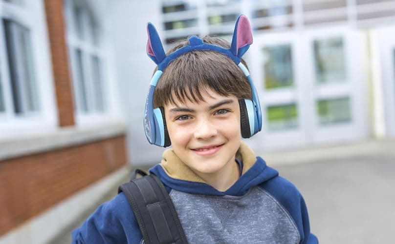 eKids Disney Stitch Bluetooth Headphones, Wireless Headphones with Microphone Includes Aux Cord, Volume Reduced Kids Foldable Earphones for School, Home, or Travel thumbnail 3