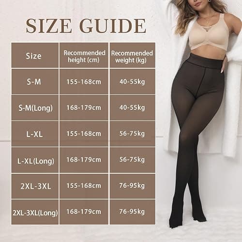 DIKER Collant Polaire Femme Collant Thermique Femme Collants d'hiver Doublés, Taille Haute, Haute Élasticité, Option longue thumbnail 6
