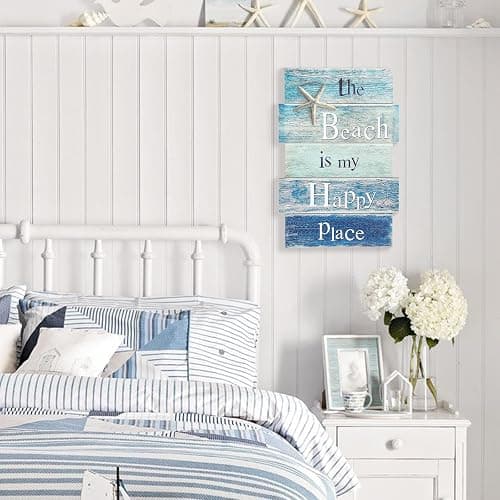 MODE HOME Coastal Wall Decor for Home, Beach Wall Art Wooden Hanging Sign with Starfish Element, Perfect Beach Themed Room Decor and Ocean Decor for Bathroom Bedroom Coastal Living Spaces 11.5" x 17" thumbnail 9