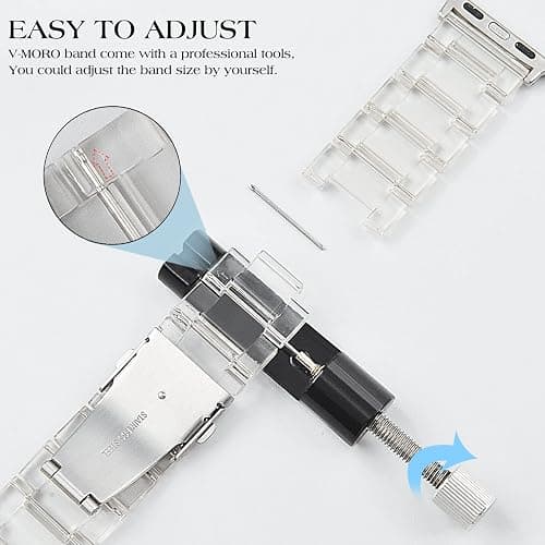 V-MORO Resin Bands Compatible with Apple Watch Band 42mm/41mm/40mm Series 11/10/9/8/7 Fashion Lightweight Bracelet Replacement with Stainless Steel Buckle for iWatch Series 6/SE/5/4/3/2/1(38/40/41/42mm) thumbnail 7