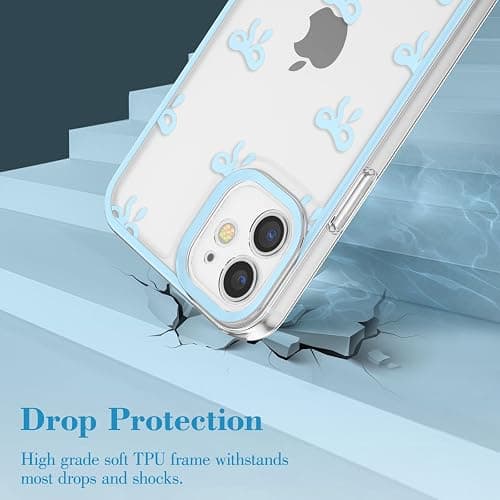 EYZUTAK Case for iPhone 11, Clear Cute Ribbon Bowknot Pattern Aesthetic Transparent Phone Case Raised Camera Protection Stylish Slim Soft Durable TPU Protective Cover for Women Girls - Blue thumbnail 3
