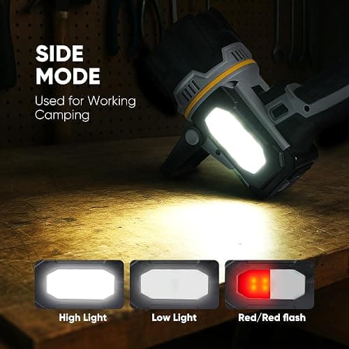 MOONASION Rechargeable Spotlight 100000 Lumen, Super Bright LED Spotlight Flashlight with COB Light & Foldable Stand, Long Lasting Large Handheld Spot Light for Boating Camping Boat Marine thumbnail 4
