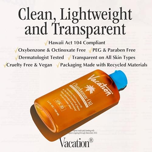Vacation Chardonnay Oil SPF 30 Sunscreen Oil and Air Freshener Bundle | 3.4 Fluid Ounces. Hydrating, Lightweight, Reef Safe, Transparent on All Skin Tones, Tanning Glow, Vegan thumbnail 5