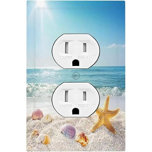 Nijuodnijir Outlet Covers Summer Beach Colorful Seashell Starfish 1 Gang Duplex Light Switch Cover Decorative Switch Plates Electrical Receptacle Faceplate Wall Plate For Kids Room Nursery Decor - Image 1