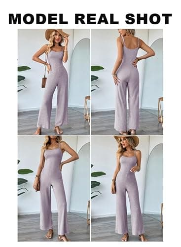 BLENCOT Maternity Ribbed Jumpsuit Stretchy One Piece Wide Leg Romper | Women's Sleeveless Square Neck Adjustable Strap High Waist Casual Lounge Sets Pregnancy Clothes Fashion 2026 thumbnail 7