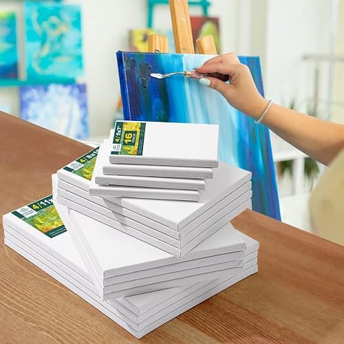 Inburit Canvas for Painting for Adults & Kids 16 Pack with 11x14, 9 x12, 8x10, 5x7 (4 of Each), Blank Primed Stretched Canvases for Oil, Acrylic & Other Painting Media thumbnail 2