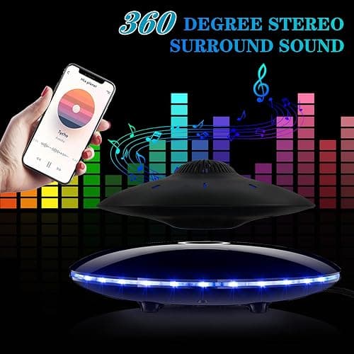 RUIXINDA Magnetic Levitating Bluetooth Speaker, Levitating UFO Speakers with LED Lights, 360 Degree Rotation,Wireless Floating Speakers for Home Office Decor Cool Tech Gadgets,Creative Gifts thumbnail 4