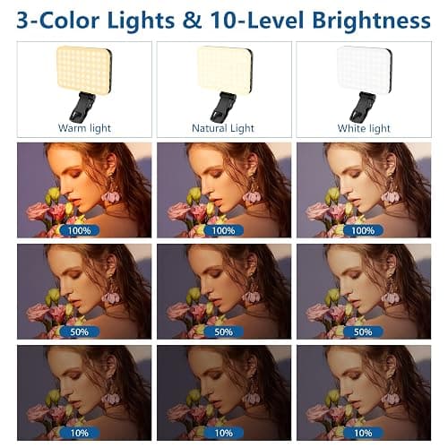 ALTSON 60 LED Portable Selfie Light Video Conference Lighting with Clip & Camera Tripod Adapter Rechargeable 2200mAh CRI 97+, 3 Light Modes for Phone iPhone Webcam Laptop Photo Makeup thumbnail 3