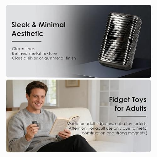 1797 Metal Magnetic Fidget Slider for Adults, EDC Pocket Fidgets Toys with Smooth Clicks, Focus & Relaxation Fun Cool Gadget Gift, 2 Pack thumbnail 5