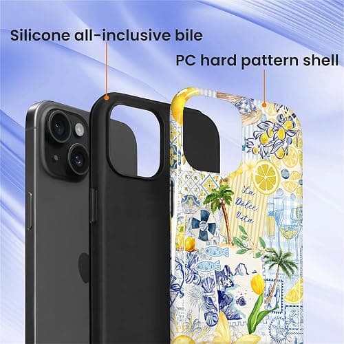 COTAIL Case for iPhone 13 14, Cute Phone Case, Lemon Summer Collage | Hybrid 2-Layer Phone Cover，Military-Grade Protection Durable Shockproof Anti-Scratch Cases thumbnail 4
