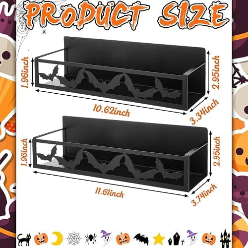Beeveer 2 Pack Bat Magnetic Spice Rack for Refrigerator Metal Magnet Basket Shelf for Fridge Seasoning Storage Organizers Home Decor Kitchen Accessories (Black) thumbnail 2