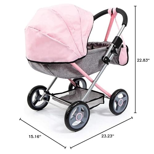 Bayer Baby Doll Stroller Toy Set with Accessories - Pink/Grey Pretend Play Carriage for Toddlers & Kids up to 18 Inch Dolls thumbnail 3