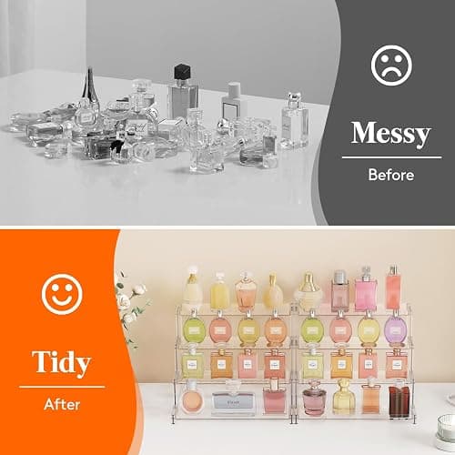 Lifewit 4 Tier Clear Display Riser Stand with Decorative Secure Fences, Tool-free Assembly, Plastic 12 Inch Perfume Organizer, Display for Figures, Cupcake, Dessert, 2-pack thumbnail 8