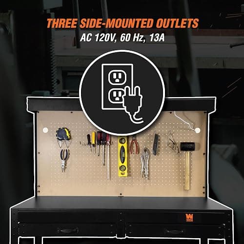 WEN WB4723T 48-Inch Workbench with Power Outlets and Light, Black thumbnail 3
