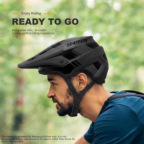 BATFOX Bike Helmet, Mountain Bike Helmet for Men Women Adults Youth | Lightweight MTB Helmet with Visor, Adjustable Bicycle Helmet for Trail, Road and Commuter, 54-63cm thumbnail 5