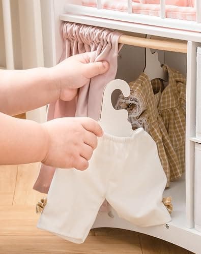 ROBUD Baby Doll Crib, Wooden Doll Bed with Storage and Bedding, of Toy Baby Crib to Kids, Pink Baby Doll Beds Suit for Dolls Under 22 Inches thumbnail 7