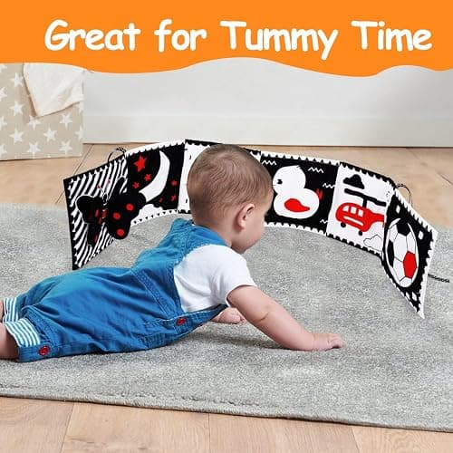 Baby Toys 0-3 Months: Black and White High Contrast Baby Toys 0-6 Months, Baby Soft Cloth Book Tummy-Time Toys with Mirror for Babies Infants 6-12 Months, Brain Development Newborn Toys Gift thumbnail 4